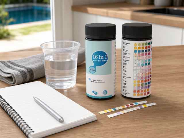 Pool And Pond Test Strips in use