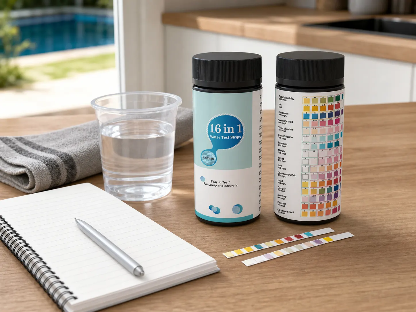 Pool And Pond Test Strips in use